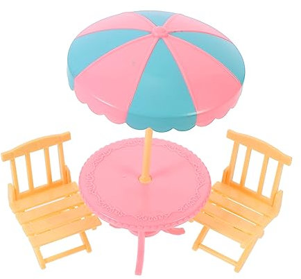 BESTonZON 2 Juegos Sombrilla De Playa De Juguete Accesorios Juguetes Silla En Miniatura Sillas En Miniatura Silla para Tomar El Sol En La Playa Muebles Pequeños Mini Silla De Playa Chair Abs