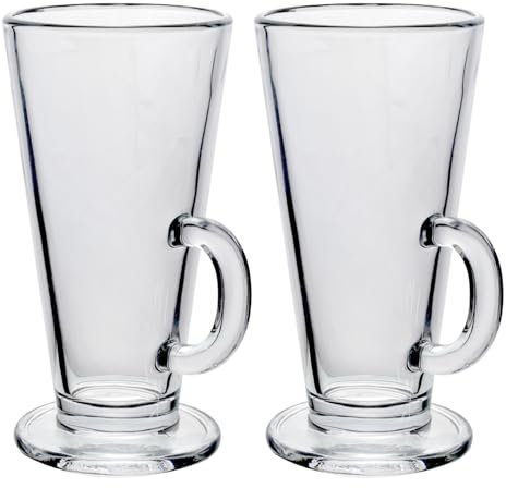 UNIQUE HOME LIVING Latte Glasses Set of 2 Coffee Mugs for Espresso Cappuccino Tea Iced Coffee Hot Chocolate, Drinks Glasses with Handle - 250ml