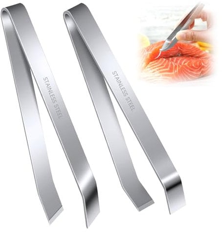 2 Piezas Pinza para Pescado Pinza para Espinas de Pescado Pinza para Espinas de Pescado de Acero Inoxidable Pinzas Planas y Diagonales para la Eliminación de Espina de Pescado, Pluma de Pollo