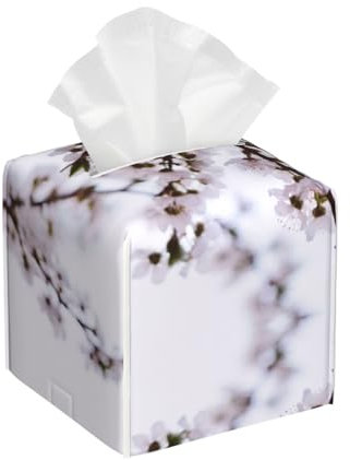 Copertura quadrata per fazzoletti con stampa di fiori di pesco in pelle sintetica porta fazzoletti per carta facciale porta carta igienica impermeabile per bagno camera da letto