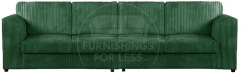 New Luxor Colourful Soft Jumbo Cord Sofa Range 4 Seater Full Back Living Room Seating (Green, 4 Seater Long)