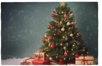 Lot de 6 sets de table imprimés sapin de Noël et cadeau, en faux lin, résistants à la chaleur, antidérapants