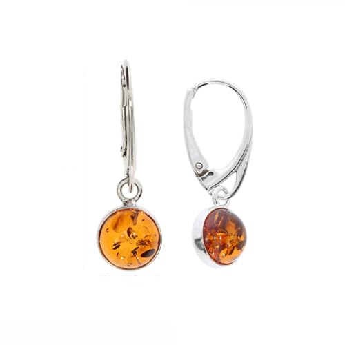 Bernstein Ohrringe von Artisana-Schmuck, hängende Ohrringe aus Bernstein und 925/000 Sterling Silber rhodiniert