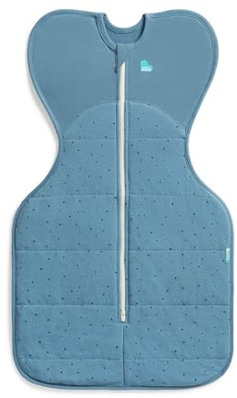 Love To Dream™ Swaddle UP™ 2.5 TOG for Cooler (16-20°C), Newborn 2.2-3.8kg - Pebbles Storm Blue, Snug Fit, Support Healthy Sleep Routine, Machine Washable Stretch Cotton, 2 Zips, Easy Nappy Change