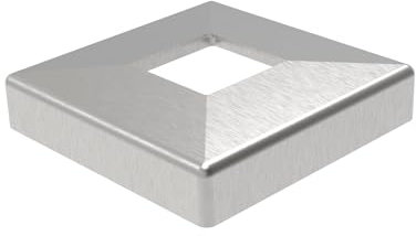 Abdeckrosette 93 x 93 mm / 40 x 40 mm eckig Edelstahl Abdeckung Profil Rosette Pfosten Reling Blende Geländer Balkon Schraubenabdeckung Pfostenrohr geschliffen K320 V2A