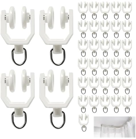 35 Piezas Rodillo para Riel de Cortina, Rueda Cortinas Carrete Pista, Deslizadores de Rodillos para Rieles de Cortina de Techo, Ruedas Colgantes de Cortina, Compatibles con Cortinas Pesadas