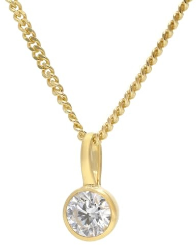 GLIZZ Anhänger Gold 333 Lab Grown Diamant 0,25 ct + vergoldete Kette GL1455 | zeitloser Halsschmuck für Frauen, wunderschöne Geschenkidee und edles Accessoire,
