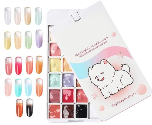 Patting Gels - Paleta De Uñas De Gel De Pintura Artística De Manicura Con Degradado Sólido De 18 Colores, Juego De Gel De Pintura Para Decoración De Uñas, Kit De Diseño Degradado | Paleta De Geles Par