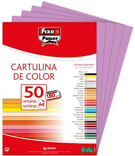 Fixo Paper 11110335 – Paquete de cartulinas A4 – 50 unidades color violeta, 180g