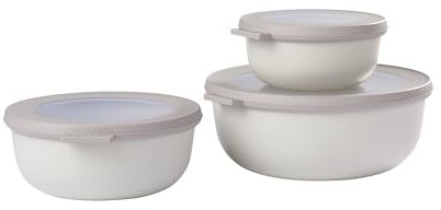 Mepal - Multischale Cirqula Round 3-teiliges Set - Vorratsdosen mit Deckel - Geignet als Aufbewahrungsbox, Kuhlschrank, Gefrierschrank & Mikrowellengeschirr - 350 ml, 750 ml & 1250 ml - Nordic White