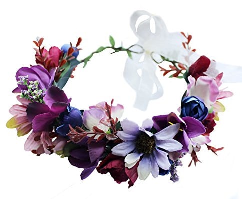 Vivivalue Floral Halo Boho Blume Stirnband Floral Crown Kopfschmuck Lila