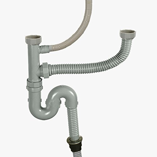 Talea cocina doble fregadero 1 1/2 kit de tubo de desagüe con rebosadero 42 mm