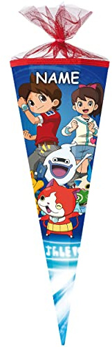 Schultüte - Yo-Kai Watch - Manga Figuren - 35 cm - rund - incl. Name - mit Tüllabschluß - Zuckertüte - mit/ohne Kunststoff Spitze - Nestler - Jungen Mäd..