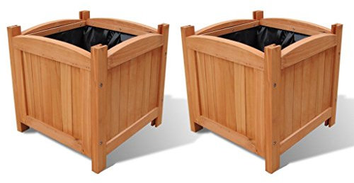 Festnight Pot de Fleur Exterieur Grande Taille Pot de Fleurs de Jardin en Bois 2 bacs Bois Massif