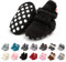 Stivali Invernali per Neonato Unisex Fondo Morbido Antiscivolo Stivali da Neve Bambino Cotone Piatto Pelliccia Calzino Bootie Regolabile (6-12 mesi, Nero)