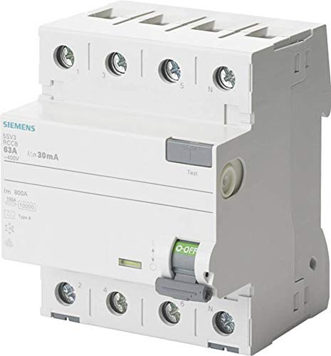 SIEMENS - 5SV36464 FI-Schutzschalter 4-polig Typ B kurzzeitverzögert In: 63 A 300mA Un AC: 400 V