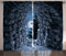 ABAKUHAUS gotisch Rustikaler Vorhang, Vollmond dunkle Höhle, Wohnzimmer Universalband Gardinen mit Schlaufen und Haken, 280 x 225 cm, Grau Blau