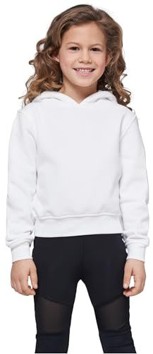 Build Your Brand Felpa con Cappuccio da Ragazza, Bianco, 110 cm-116 cm Bambina