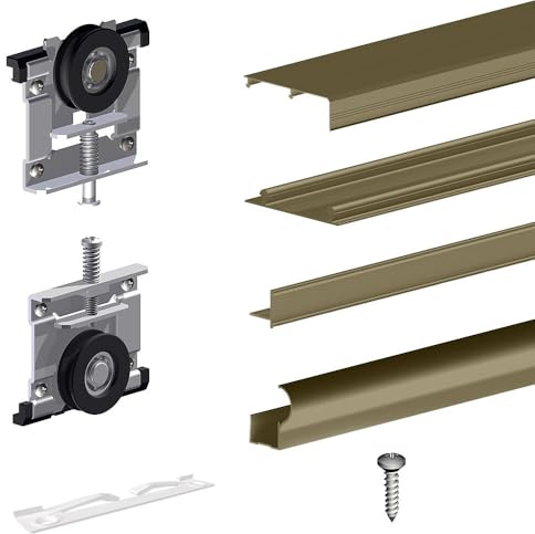 Binario per porta scorrevole Slid'Up 230, 180 cm, 19 mm, 2 porte fino a 70 kg, bronzo, per armadi, armadietti, armadietti