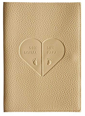 Mutterpasshülle mit Prägung 50% Mama Papa teilweise in gold veredelt, Mutter-Kind Pass, Organzier, Ultraschallheft (Beige)