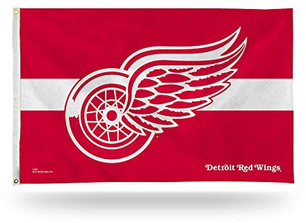 Rico Industries NHL Hockey Detroit Red Wings Red with White Stripe 3' x 5' Banner Flag Single Sided - Indoor or Outdoor - Home Decor