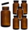 6 Pcs Amber Glass Jars - 250ml Wide Mouth Container for Storage with Airtight Black Lids – Multipurpose, UV Protective - Ideal for storing herbs, spices, health supplements, small craft items