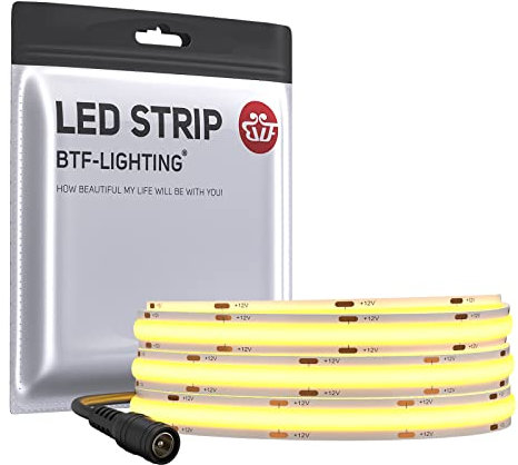 BTF-LIGHTING FCOB Flexibel Hohe Dichte LED Streifen 1M 528LEDs Naturweiß 14W/M 12V Dimmbar Verformbar FOB COB LED Licht Band für Schlafzimmer Küche Raum Innendekoration(Nur Streifen)