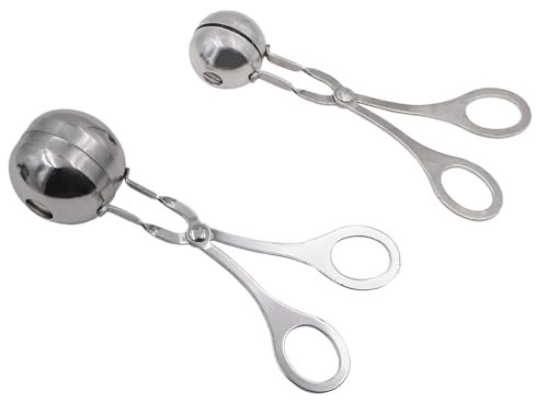 ANCLLO Pinze per Polpette di Carne in Acciaio Inox Antiaderenti - Per Torte e Ghiaccio - Paletta per Biscotti da Cucina (3,5 cm e 4,5 cm)