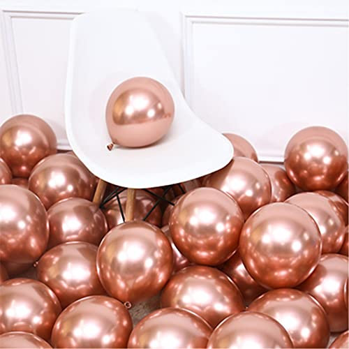 100 Pcs 5 Inch Mini Metallic Rose Gold Balloons - Romantic Chrome Balloons for Baby Shower, Birthday, Wedding, Engagement, Anniversary & Festival Decorations