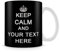 Giftme Personalised Keep Calm and Any Name/Text Birthday, Christmas, Secret Santa Coffee Tea Mug Unique 11oz White Ceramic Mug. (Black)