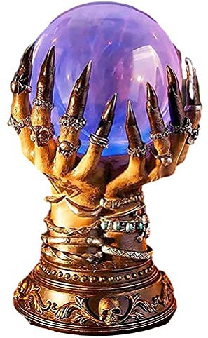 KKPLZZ Halloween Kristallkugel mit Ständer, Himmlische Hexe Kristallkugel Plasmakugel Licht blinkende Kristallkugel Home Dekorativ Halloween Dekoration