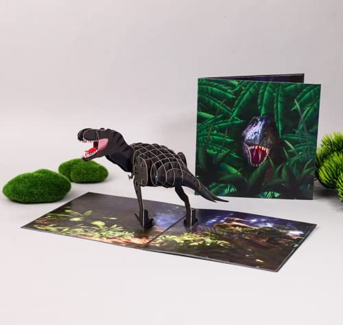 3D Pop-Up Karte Geburtstag mit Umschlag,Tyrannosaurus Karte,Geburtstagskarte,Glückwunschkarten,Abschlusskarten,Ermutigungskarten,Belohnungskarten für Kinder, Student, Dinosaurier-Liebhaber