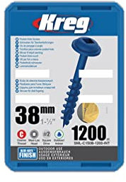 Kreg - 1200 BLUEKOTE Schrauben - 8 x 38 mm - Grobgewinde - Maxi-Loc Vierkant