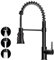 ZHZIRO Kitchen Tap, Kitchen Sink Mixer Tap with 360° Swivel Pull Down Sprayer Commercial Kitchen Taps Single Handle Mixer Tap Cold and Hot 3-Modes Spray with Standard Fittings（Black