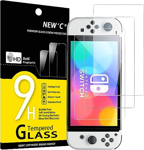 NEW'C 3 Stück für Nintendo Switch (modèle OLED) für Panzerglas, Frei von Kratzern, 9H Härte, HD Displayschutzfolie, 0.33mm Ultra-klar, Ultrabeständig