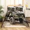 Sunnybed Militär LKW Bettbezug Camouflage Auto Bettwäsche Set Für Kinder Teen Jungen Mann Armee Truppentransport Tröster Abdeckung 3D Druck Fahrzeug Grün Bett Dekor Mit 1 Kissenbezug 135*200+80*80*1