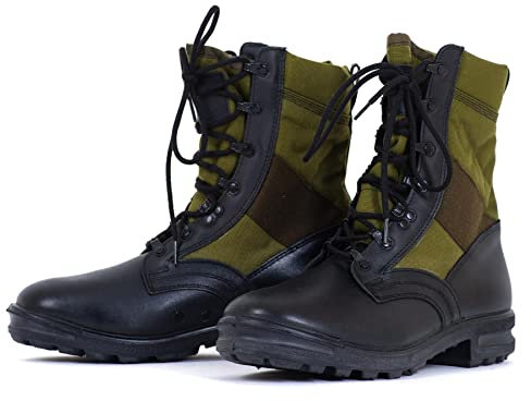 Stivali originali della giungla dell'esercito tedesco per gli uomini - BALTES Nero/Verde Stivali militari da uomo - Stivali da combattimento in pelle Uomo, nero, 42 EU