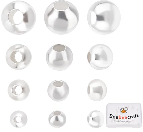 Beebeecraft 40 Stück Silber Sterling Silber Glatte Runde Perlen 2/2.5/3/4mm Kleine Abstandsperlen Nahtlose Kugelperlen Für Armband Halskette Schmuck Handwerk Herstellung