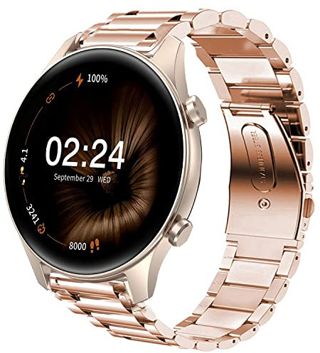 Onetuo Armband Kompatibel mit TouchElex Venus Smartwatch, Classic Edelstahl Uhrenarmband für TouchElex Venus Smartwatch 1,2 Zoll (Roségold)