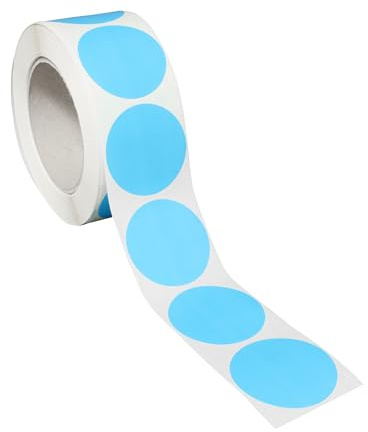SPRINTIS Klebepunkte 50 mm, hellblau, 1000 Stück Markierungspunkte selbstklebend auf Rolle, Punkte Aufkleber aus Papier für Büro und Lager