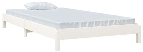 vidaXL Stapelbett Holzbett Massivholzbett Einzelbett Bett Bettgestell Bettrahmen Schlafzimmerbett Schlafzimmermöbel Weiß 80x200cm Massivholz Kiefer