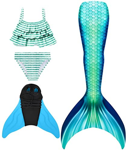 SPEEDEVE Meerjungfrauenschwanz zum Schwimmen Mädchen Meerjungfrau Flosse mit Bikini Set