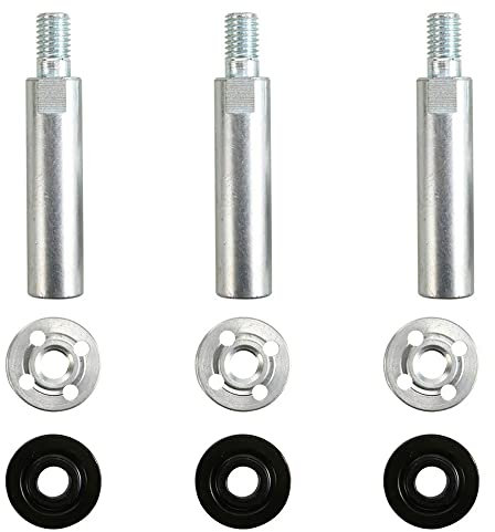 BDHI 3pcs Angle Grinder Extension Connecting Rod Stainless Steel Rotary Extension Shaft Set with Pressure Plates(Y195-3)