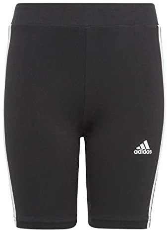 adidas Mädchen Essentials 3-Stripes Cotton Bike Tights, Black/White, 13-14 Years