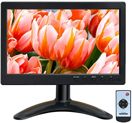 WHOLEV Monitor HDMI da 10 pollici IPS TFT LCD 1024 x 600 con cuffie AV/VGA/HDMI/BNC/USB, altoparlante integrato per ufficio, affari, sicurezza domestica, Raspberry Pi CCTV, PC, DVR