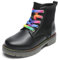 DREAM PAIRS Stivali da Combattimento da Equitazione per Ragazze a metà Polpaccio,Size 31,Nero,SDBO2220K-1