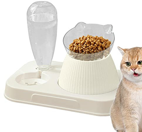 Mangeoire et abreuvoir 2 en 1 pour compagnie, gamelles surélevées inclinées à 15 degrés, mangeoire et abreuvoir 2 en 1, bols anti-vomissements pour chats et compagnie