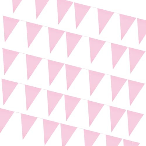 Rose Drapeaux Triangle Bunting de Partie Guirlande Fanion Tissu Pennant Bannière Rose Banderole Coloré pour Fête Anniversaire Mariage Noel Cérémonies Jardin Intérieur Extérieur Décoration-10M