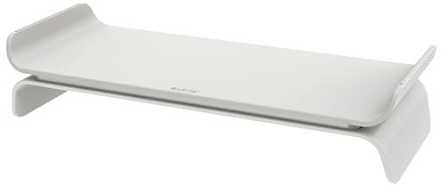 Leitz Ergo Höhenverstellbarer Monitorständer, Bildschirm-Erhöhung mit zwei Höheneinstellungen, zur Unterstützung der Körperhaltung, hellgrau, 65040085