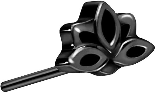 PIERCINGLINE Titan Aufsatz mit Push Pin LOTUSBLÜTE OHNE Labret Stecker Piercing Ohr Helix Tragus Conch Schwarz